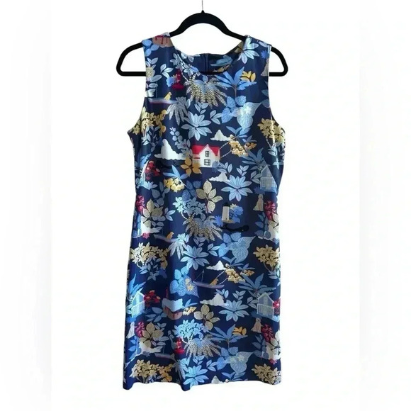 J.McLaughlin Sophia Print Knit Crew Neck Sleeveless Sheath Dress Size L - Picture 8 of 13